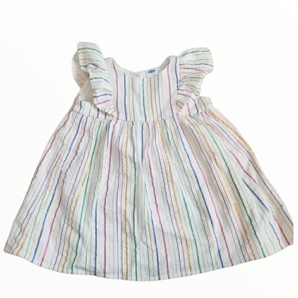 EC METALIC STRIPE FLUTTER SLEEVE DRESS SZ. 3-6 MONTHS
